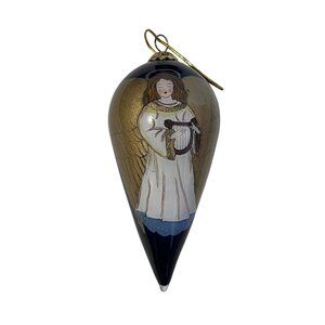 Pier 1 Li Bien Hand-Painted Blown Glass 1999 Angel Harp Christmas Ornament w box